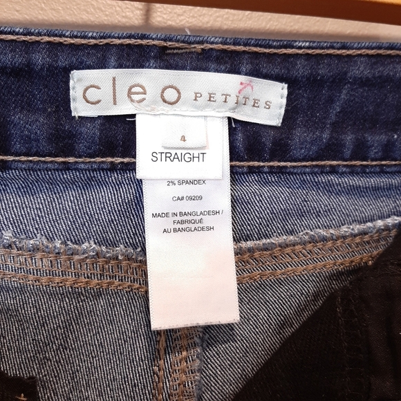 CLEO Petites Straight Leg Jeans Dark Wash Denim Classic 5-Pocket 4P - Picture 8 of 11